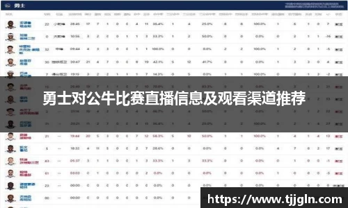 勇士对公牛比赛直播信息及观看渠道推荐